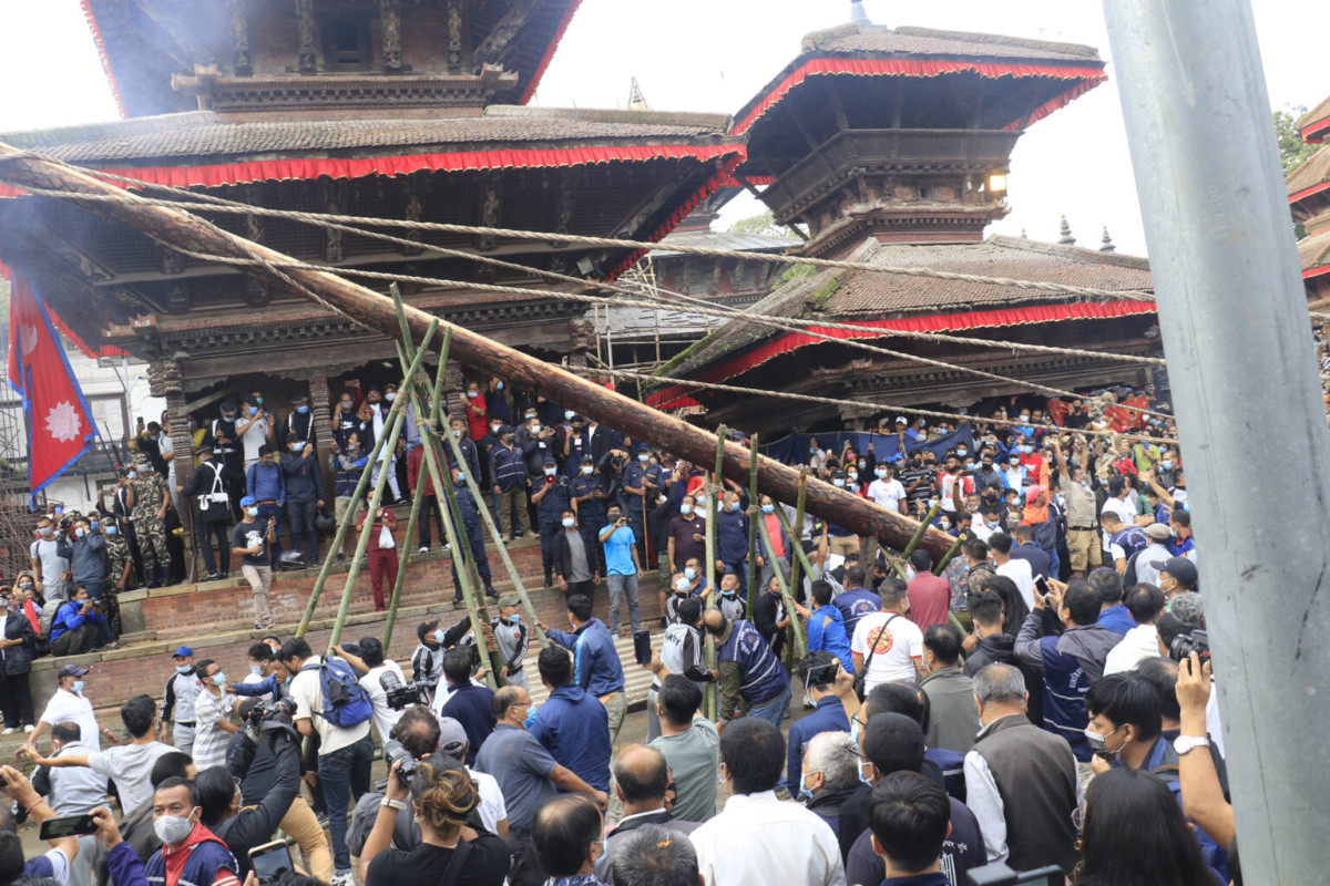 वसन्तपुर दरबार क्षेत्रमा इन्द्रध्वजोत्थान