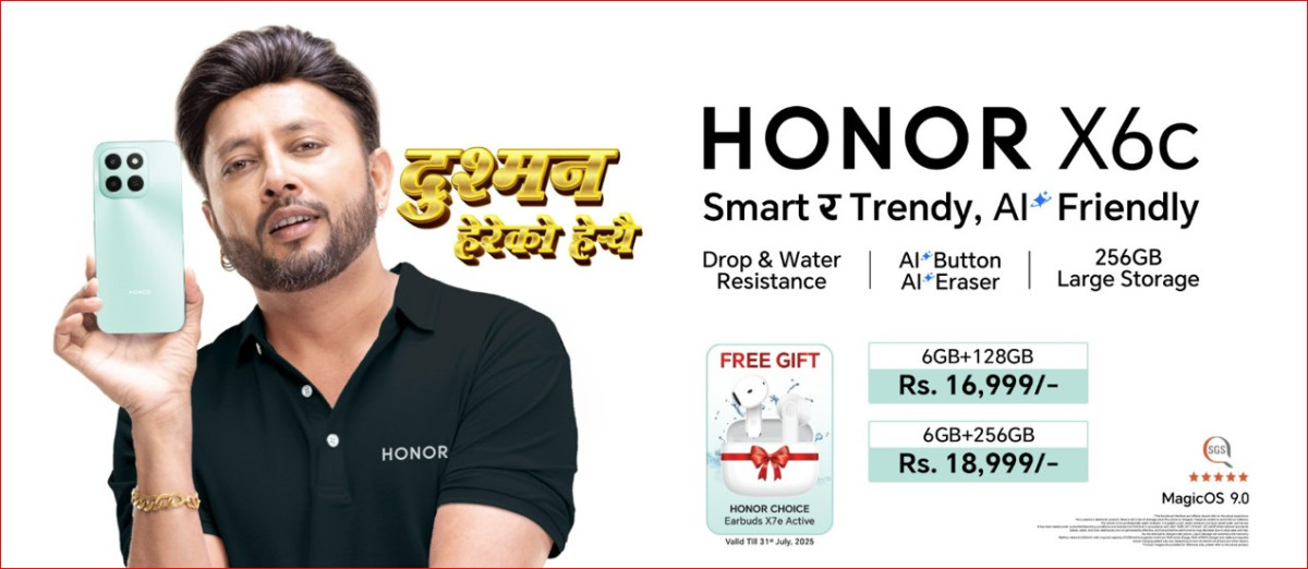 HONOR X6c धमाकेदार रूपमा नेपालमा सार्वजनिक, खरिदमा रु ४,००० बराबरको फ्री इयरबड्स उपहार