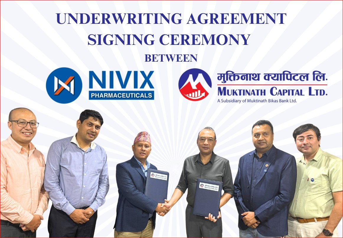 निभिक्स् फर्मास्यूटिकल्स्ले निष्काशन गर्न लागिएको १३,७५,००० कित्ता साधारण शेयरको ब्यवस्थापन कार्य मुक्तिनाथ क्यापिटललाई