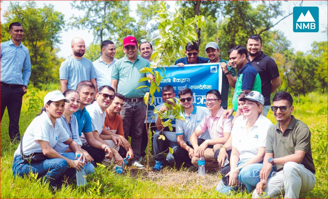 एनएमबि बैंकले रूपन्देहीको तिलोत्तमा पार्क रोप्यो २०० फलफूलका बिरुवा