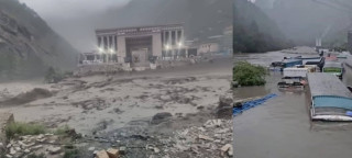 रसुवा बाढी : चार्जिङ स्टेसनमा रहेका सवारीसाधन र लोड गरिएका कन्टेनर पनि बगायो