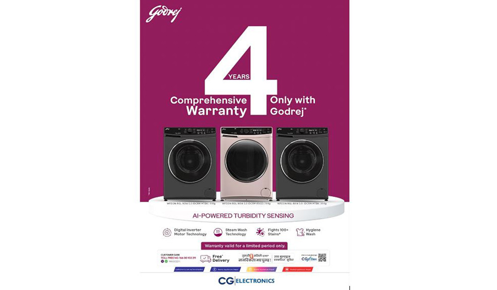 गोड्रेजले सार्वजनिक गर्यो वाशिङ मेसिनमा चार वर्षे कम्प्रिहेन्सिभ वारेन्टीको व्यवस्था