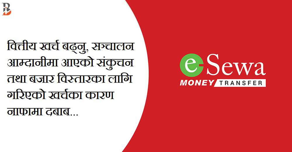इसेवा मनी ट्रान्सफरको नाफा घट्दा ऋण तथा ब्याज भुक्तानी क्षमता पनि कमजोर