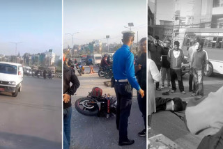 तीनकुनेमा बसले भ्यानलाई-भ्यानले मोटरसाइकललाई ठक्कर दियोः एक महिलाको मृत्यु, तीनजना घाइते