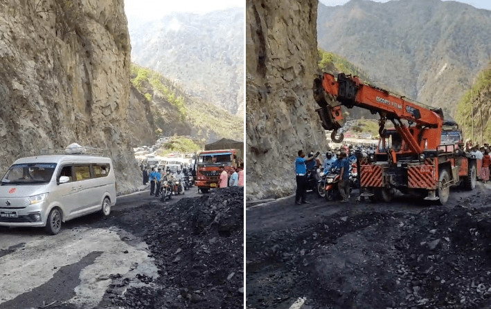 ट्रक पल्टिँदा मुग्लिन–नारायणगढ अवरुद्ध  सडक पून संचालनमा