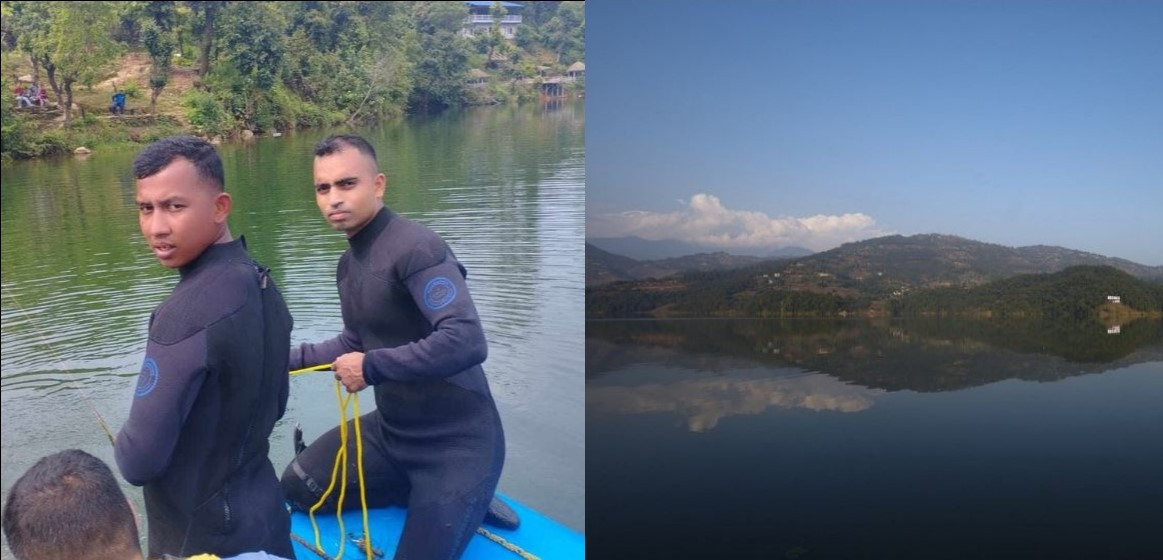 पौडी खेल्ने क्रममा बेगनास तालमा बेपत्ता पुरुषको गोताखोर द्वारा खोजी सुरु