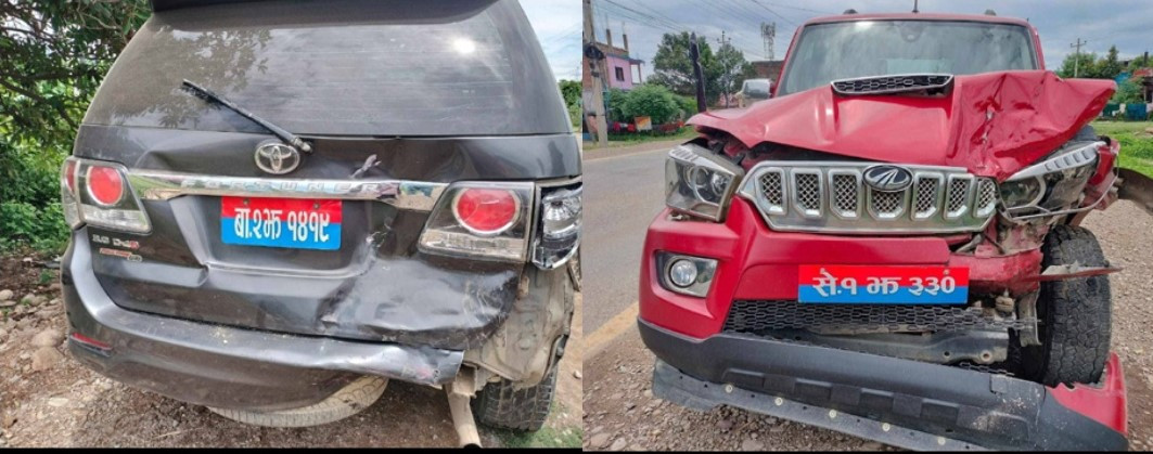 दुई मन्त्री सवार गाडी एकापसमा ठोक्किए