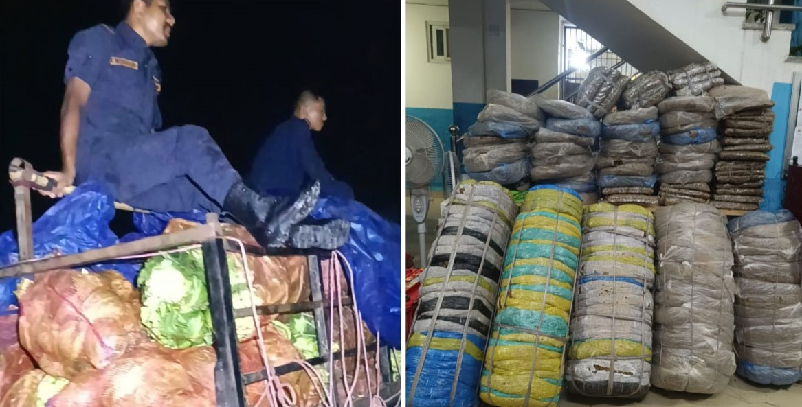 तरकारीको गाडीभित्र ठूलो परिमाणमा भेटियो गाँजा, तीन जना पक्राउ