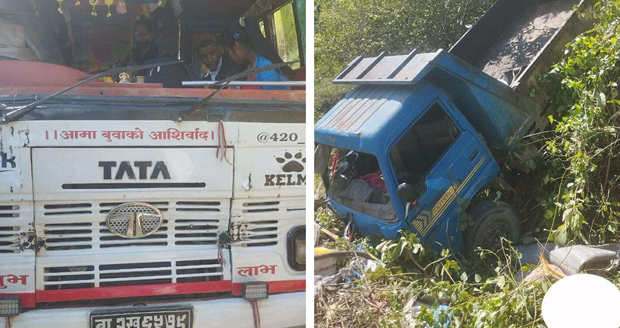 बसले ट्रकलाई ठक्कर दिँदा ८ घाइते, ३ जनाको अवस्था गम्भीर