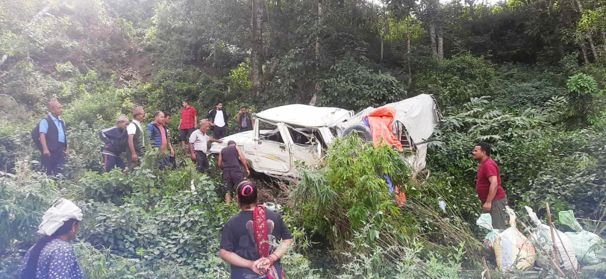 म्याग्दीको तुसारेपानीमा बोलेरो जीप दुर्घटना हुँदा १५ जना घाइते