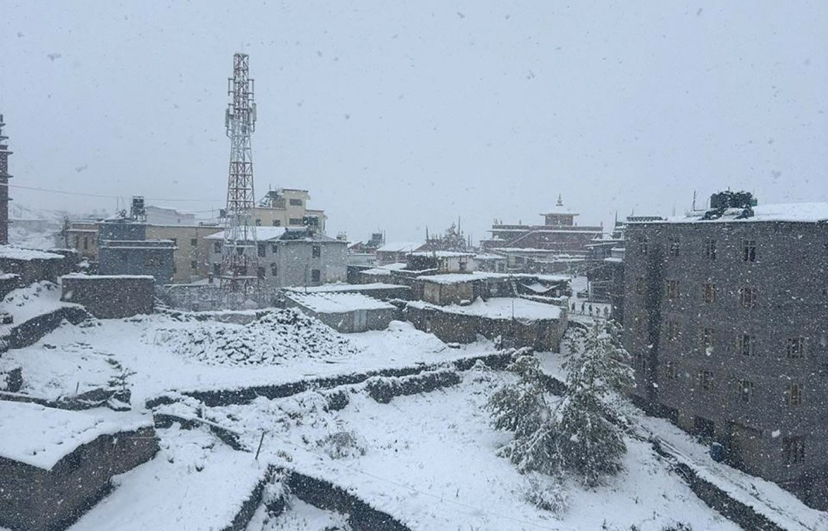 मुक्तिनाथ क्षेत्रमा भारी हिमपात