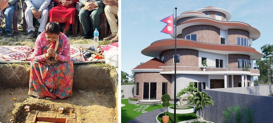 भक्तपुरको गुन्डुमा ‘ओली कुटी’को निर्माण सुरु, राधिकाले गरिन् शिलान्यास