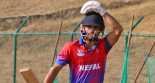 सिंगापुरविरुद्ध कुशल भुर्तेलको अर्धशतक