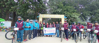 रामग्राम जेसीजद्वारा बुद्ध ज्ञान साईकल यात्राको टोलीलाई स्वागत