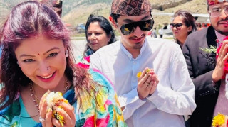 पूर्वयुवराज्ञी हिमानी र पूर्वनवयुवराज हृदयेन्द्रद्वारा जुम्लामा सिंचाई पोखरीको उद्घाटन