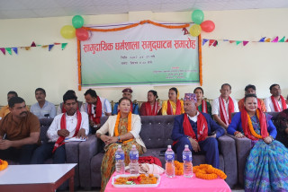 मेउडिहवामा निर्माण भयो सामुदायिक धर्मशाला, लुम्बिनीका उपसभामुखद्वारा उद्घाटन