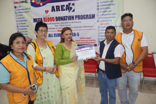 लायन्स इन्टरनेशनल डिष्ट्रिक ३२५ पी, नेपाल एरिया–५ द्वारा रक्तदान