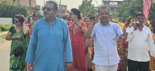 दुर्गा कलोनीको दुर्गा मन्दिरमा भित्र्याइयो फूलपाती