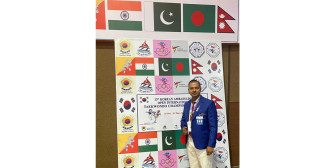 कोरियन एम्बेसडर अन्तर्राष्ट्रिय तेक्वान्दो प्रतियोगितामा राकेश यादव निर्णायकको भूमिकामा