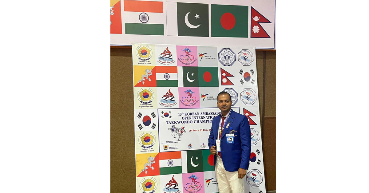 कोरियन एम्बेसडर अन्तर्राष्ट्रिय तेक्वान्दो प्रतियोगितामा राकेश यादव निर्णायकको भूमिकामा