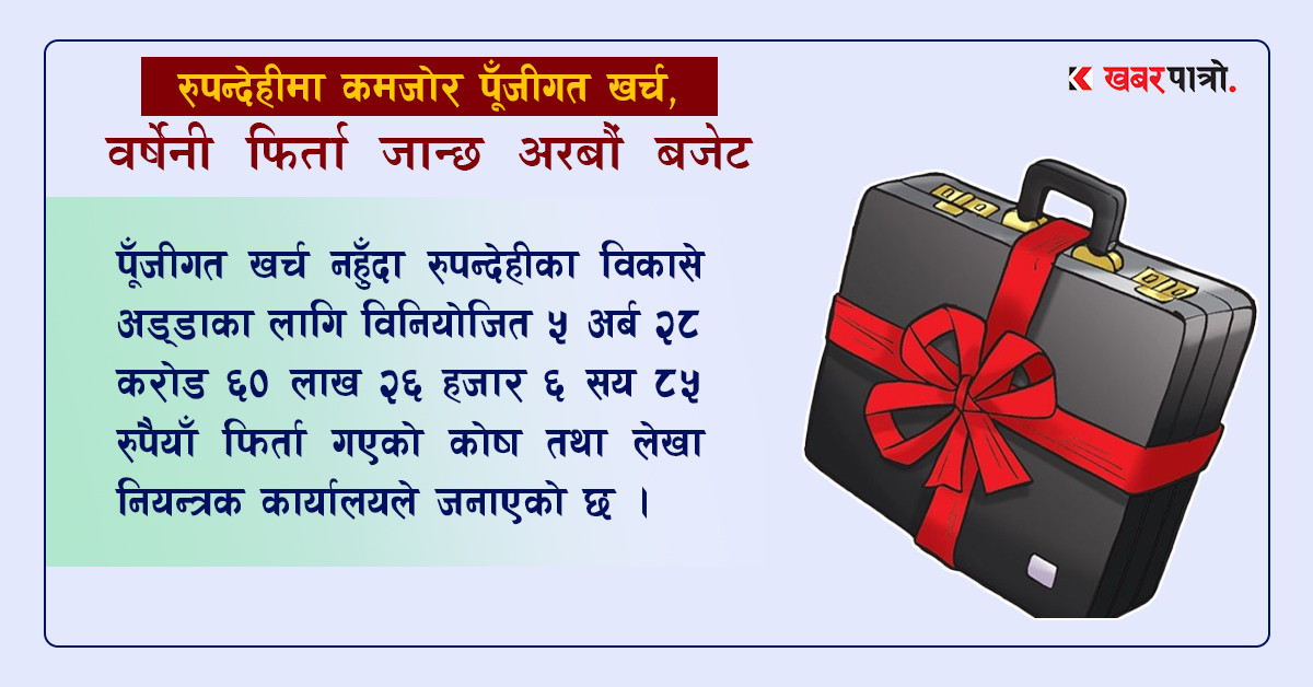 रुपन्देहीमा कमजोर पूँजीगत खर्च, वर्षेनी फिर्ता जान्छ अरबौं बजेट