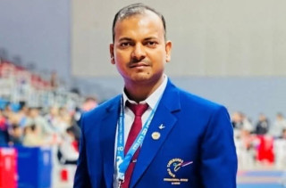 International Referee Rakesh Yadav officiating at Mount Everest Taekwondo Championship 2026
