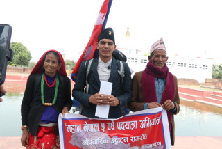 लुम्बिनीबाट ५ बर्षे पैदल यात्रा गर्दै सल्यानका केसी...