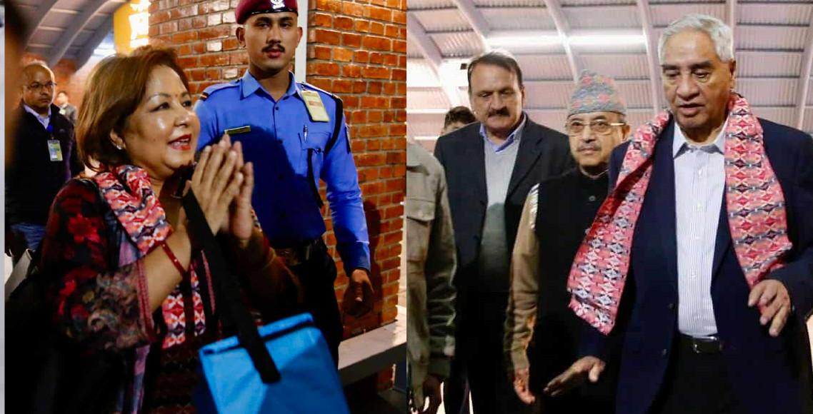 सिंगापुरमा उपचार गराएर फर्किए देउवा दम्पती