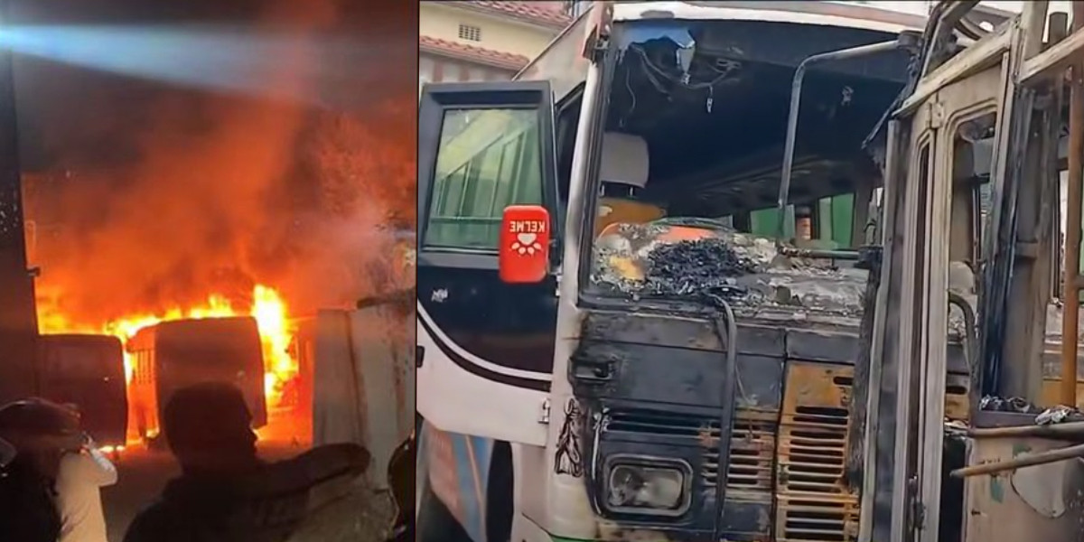 धरानको ग्यारेजमा भीषण आगलागी, ६ बस प्रभावित