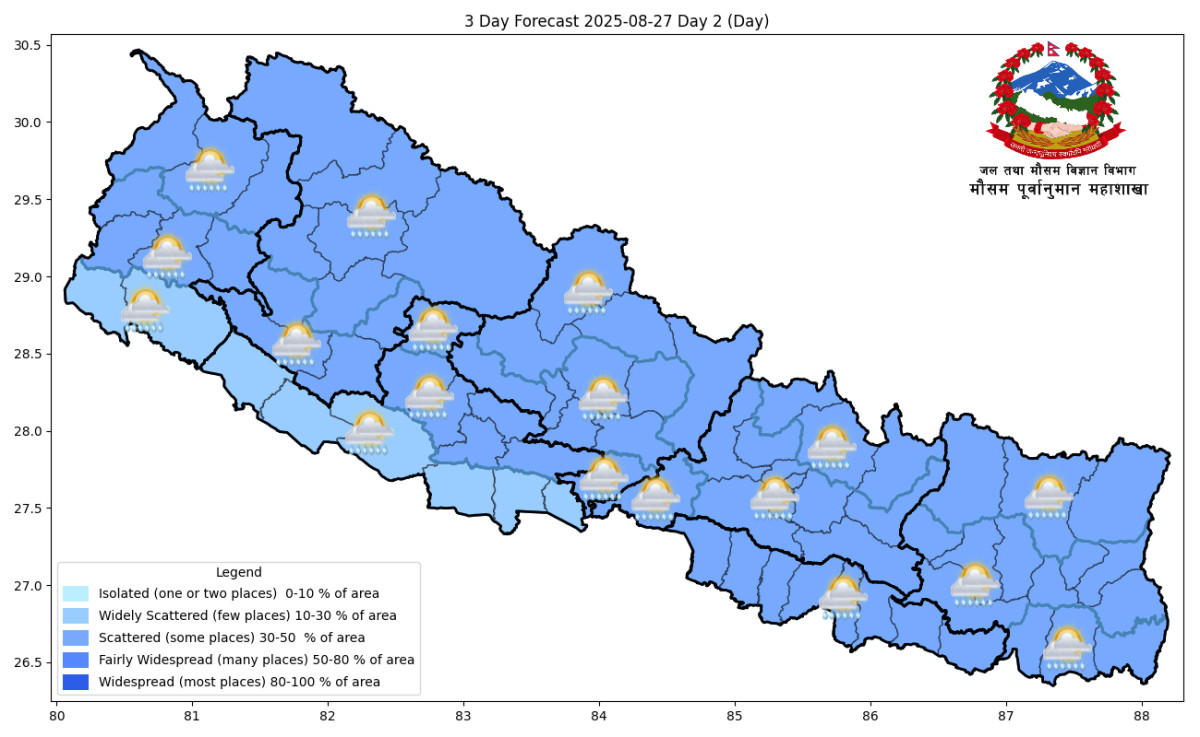 Generally cloudy weather likely today