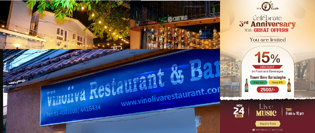 भिनोलिभा रेस्टुरेन्टको तेस्रो  वार्षिकोत्सव भव्य रूपमा मनाइने, काठमाडौंको उत्कृष्ट फाइभ–स्टार भिनोलिभा रेस्टुरेन्ट ग्राहकको प्रमुख गन्तव्य