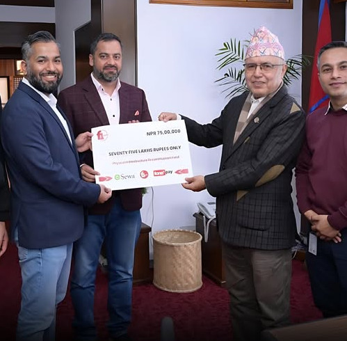 एफवान सफ्ट ग्रुपद्वारा भौतिक पूर्वाधार पुनर्निर्माण कोषमा ७५ लाख रुपैयाँ योगदान